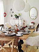 A festively laid au natural-style Christmas table