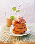 Apple fritters with cranberry ice cream and sabayon (Germany)