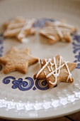 Close up of Speculaas Christmas cookies on plate