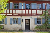 Facade of half timbered house in Franconian Switzerland, Bavaria, Germany