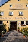 Facade of Brennerei Gasthaus Sponsel in Kirchehrenbach, Bavaria, Germany