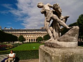 Sculpture of marble shepherd in Palais-Royal, Paris, France