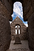 Celtic cross in Clonmacnoise monastery, County Offaly, Ireland