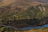 View of lake and landscape from Beara Peninsula mountain, Ireland, UK