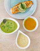 Three different sauces for fish