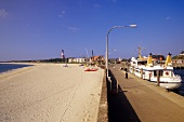 View of beach and harbor on eastside in Sylt, Germany