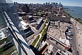 View of harbour from The Standard, High Line Hotel in New York, USA