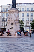 People at Monument to Luis de Camoes in Lisbon, Portugal