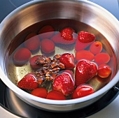 Öl, Erdbeeren, Tomaten, Sternanis und Öl erhitzen, Step 2
