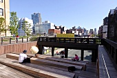 People relaxing on High Line in New York, USA
