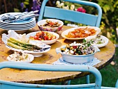 Various vegetable dishes on table - summer buffet