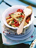Pasta with oven-roasted tomatoes