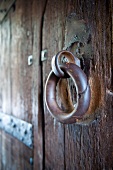 Close-up of iron ring on door of castle in Heidelberg, Germany