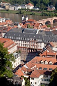 View of rooftops and Karl Theodor Bridge in Heidelberg, Germany