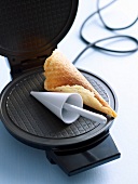 Waffle squirrel cone on home waffle maker 