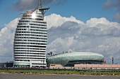 Exterior view of Atlantic Hotel Sail City at HafenCity in Bremerhaven, Bremen, Germany