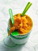 Carrot and orange ice cream with ginger and olive oil