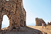 Tourists at Mamure castle ruins at Anamur, Turkey