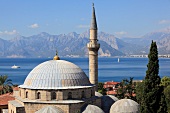 View of Tekeli Mehmet Pasa Mosque and sea in Antalya, Turkey