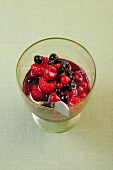 Red berry compote in glass