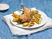 Lemon chicken thigh on plate