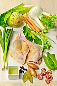 Zutaten für Entenkeule mit Gemüse 