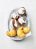 Poppy almond muffins and cottage cheese croissant