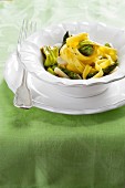 Tagliatelle with courgette flowers and scallops