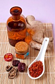 Traditional Chinese Medicine - ginger root, saffron thread and tiger balm