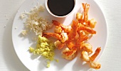 Close-up of shrimp tempura with sauce on plate
