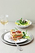 Vegetable lasagne with peppers, courgettes and ricotta