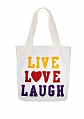 Tasche mit buntem Motto-Aufdruck "Live Love Laugh"