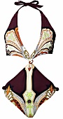 Monokini mit Ornament-Print, KnotenDetails