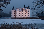 View of Glucksburg Castle in winter, Schleswig-Holstein, Germany
