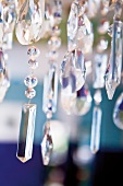 Close-up of chandelier with crystal pendants