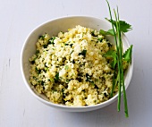 Bowl of lemon and herb couscous