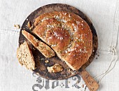 Mediterranean bread spiral sprinkled with sea salt