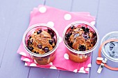 Blueberry cake with walnuts baked in glasses