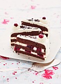 Three slices of Black Forest Gateaux