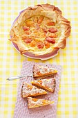 Peach tart and apricot cake with almonds