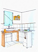 Illustration of bathroom with wash basin