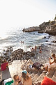 People enjoying in Adriatic sea coast in Croatia