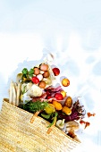 Various fruits and vegetables in basket