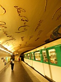 Mosaic ceiling of Cluny-La Sorbonne metro station in Paris, France