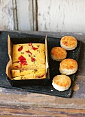 Herb scones and corn bread with chilli