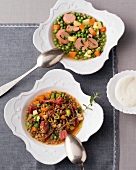 Stew peas and lentil stew in serving dish