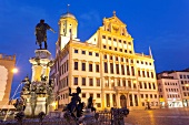 View of Augustus fountain and city hall in Augsburg, Bavaria, Germany