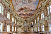 Tourist at Rococo hall in  Schaezlerpalais, Augsburg, Bavaria, Germany