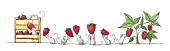 Illustration, Mäuse pflücken Erdbeeren