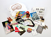 Souvenirs from Barcelona on white background